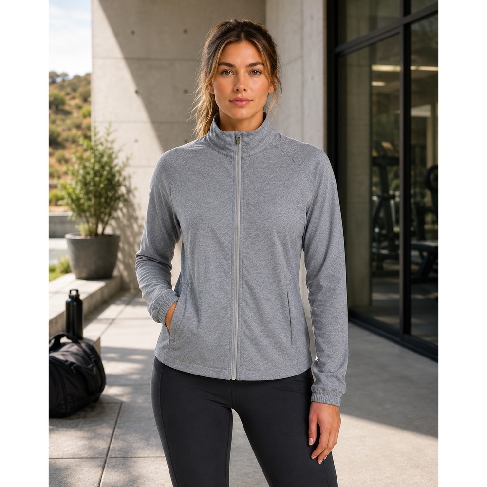 Lady Hagen Heather Grey Full Zip Pockets Athletic Jacket Gorpcore‎ Golfcore XS